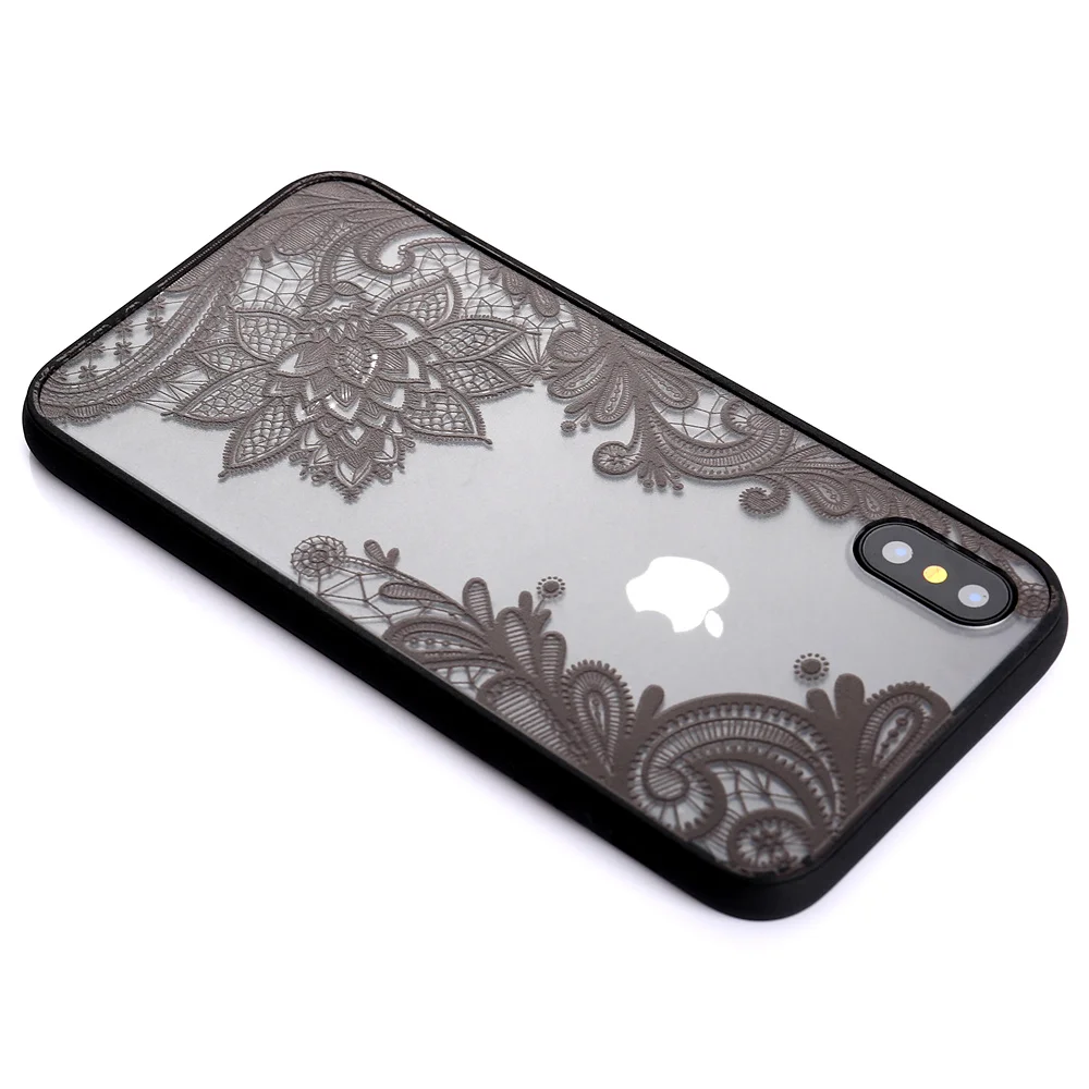 
Vintage classic hollow out lace TPU+PC Mobile phone Case For iphone X XS 