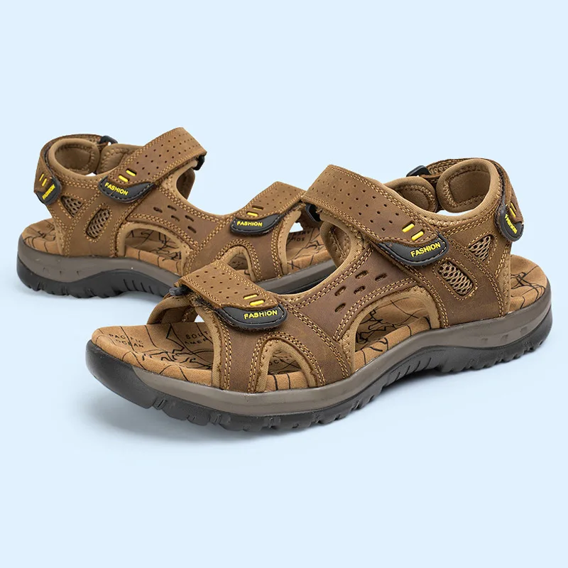 Мужские сандалии из кожи с зернистой фактурой буйвола L8004