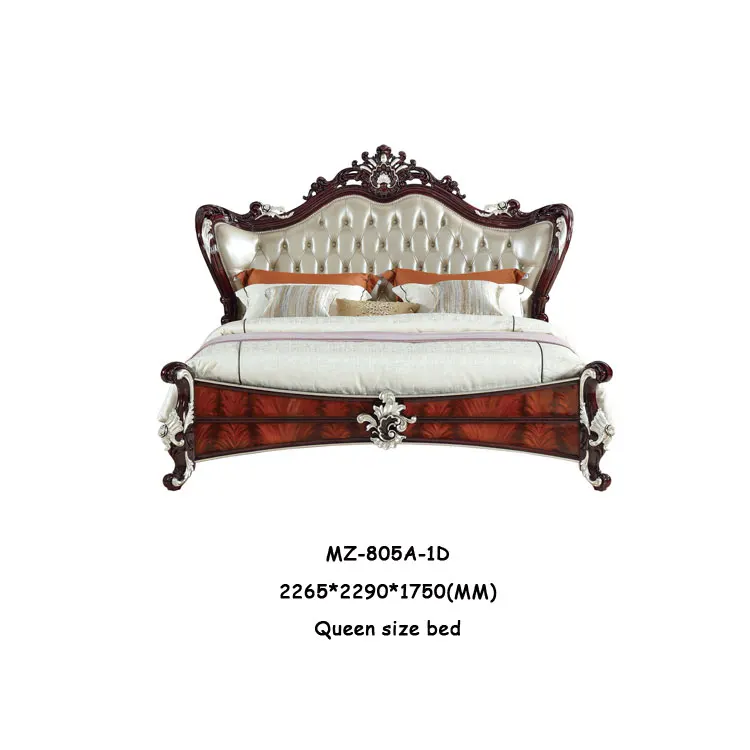2022 new design Luxury classic French bedroom furniture set wooden king size bed with drawers