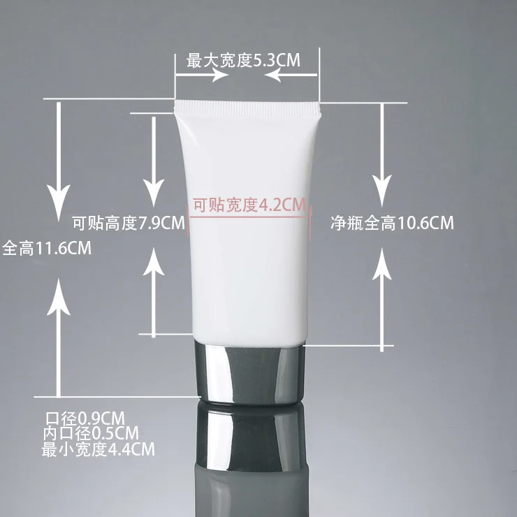 50ML 100ML EMPTY COSMETIC PLASTIC TUBE PACKAGING FOR CLEANSING CREAM FILLING WITH SILVER CAP