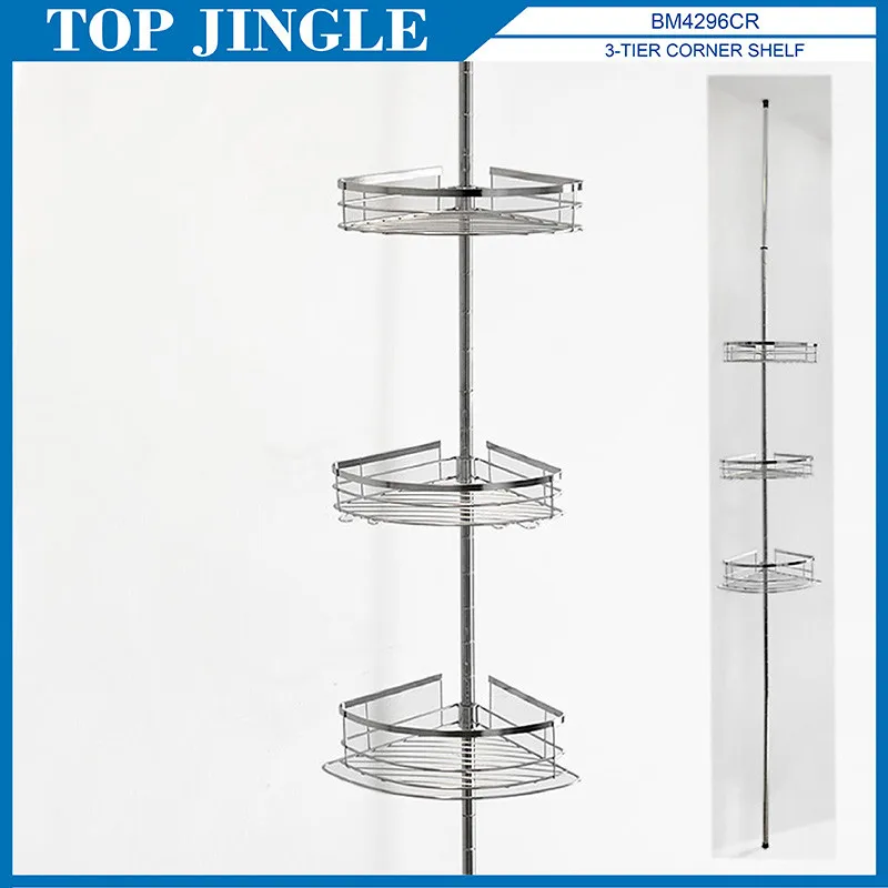 Горячая распродажа постоянный металл ванная комната полюс полка углу