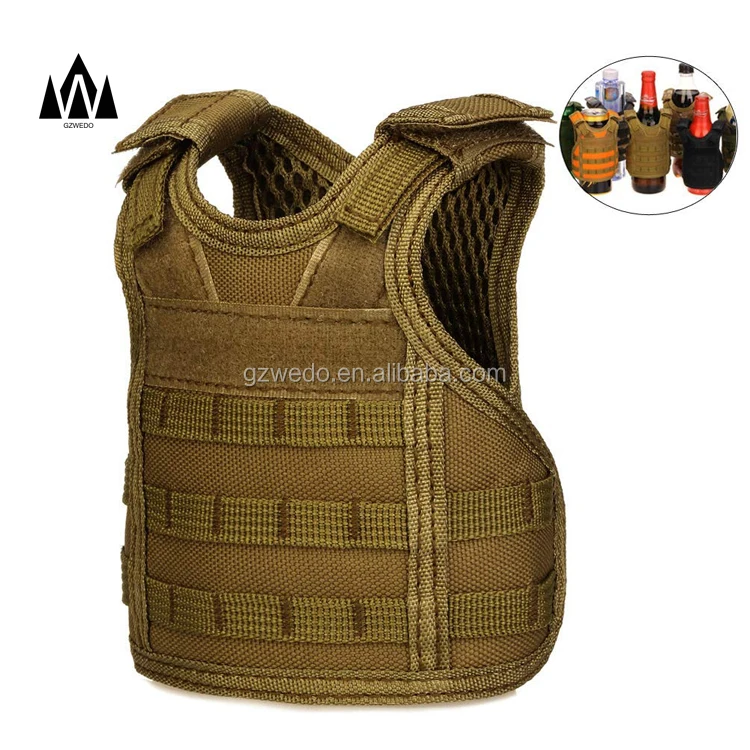 Tactical Beer Vest Beverage Beer Holder for 12oz or 16oz Cans or Bottles, Mini Adjustable Beer Bottle Holder