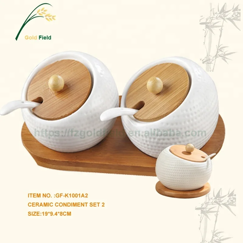 Customized unique white ceramic spice rack set