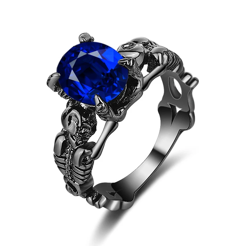 Rings men wholesale fashion jewelry factory Oval Royal blue AAA zircon skull Rings for women Hainon