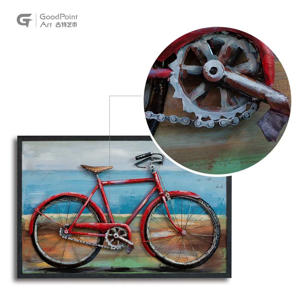 Popular Hot Bicycle art decoration 3D modern chinese wall art custom metal painting