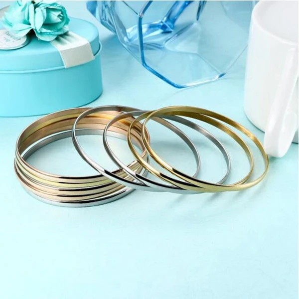 Stainless Steel Bracelet Bangle Value Pack Silver/ Rose Gold/ Gold-tone 8.5 Inches