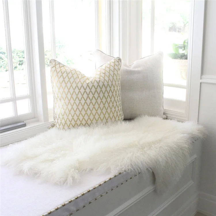 China factory pure white fleece wool blanket mongolian tibetan sheepskin lambskin plates