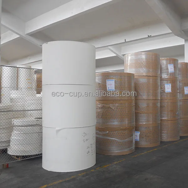 Raw materials single / double sided PE PLA Coated Paper Fans Sheet rollls for disposable paper cup container