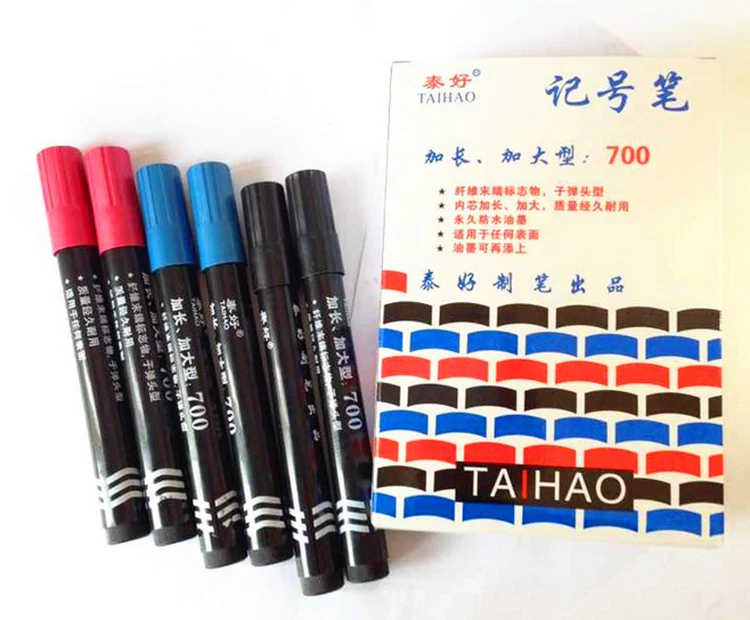 oily pen /mark pen 12 / box color box installed,blue, red, black multi color marker pen
