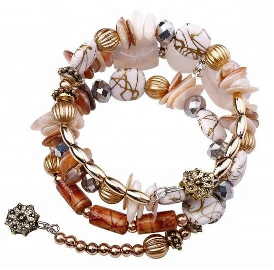 New Chicos Mixed Beads Wrapped Bangle Bracelet Gift Fashion Women Party Jewelry