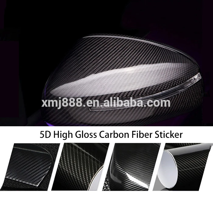 Super Glossy Black Car Wrap Carbon Fiber 5D Car Cover Vinyl Film