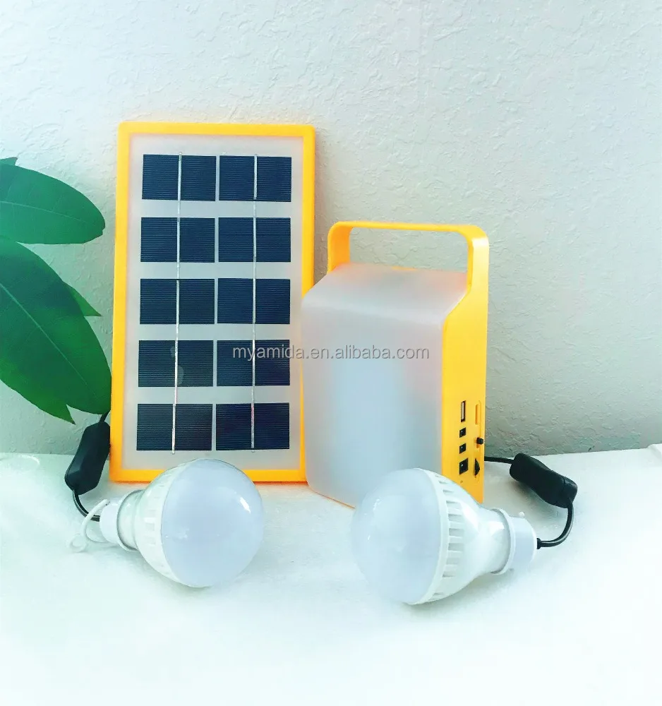 
Promotional LED 2 bulbs Hanging home lighting solar panel energy Emergency lantern with USB Mobile phone charging port 
