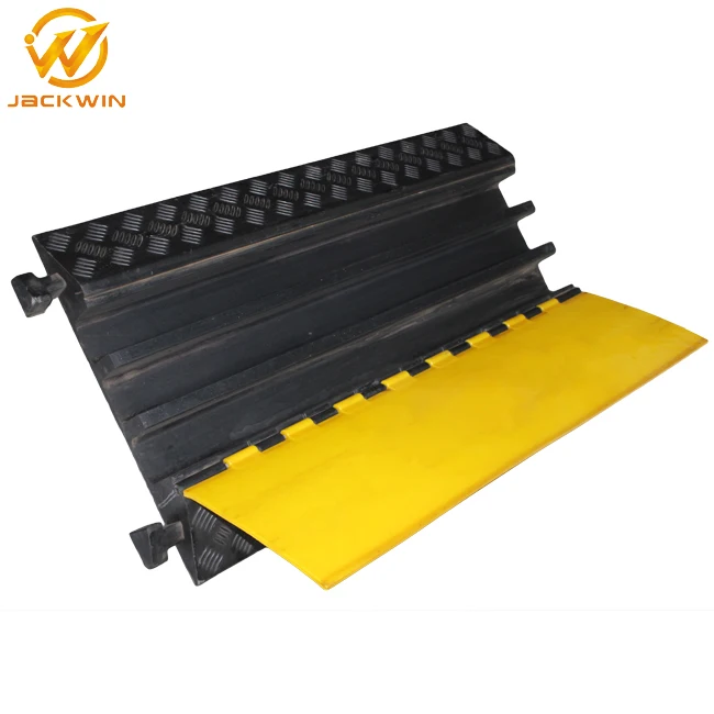 3 Channel Rubber Cable Pipe Hose Protector, Heavy Duty Cable Ramp