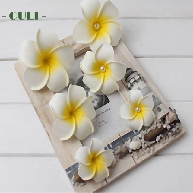 K-1011 4-9cm Wholesale artificial foam frangipani plumeria hair clips artificial foam flower for hawaii wreath