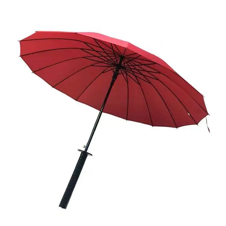 2019 Custom Japanese long umbrella with 16ribs black katana sword Japanese samurai umbrella outdoor straight umbrella parasol