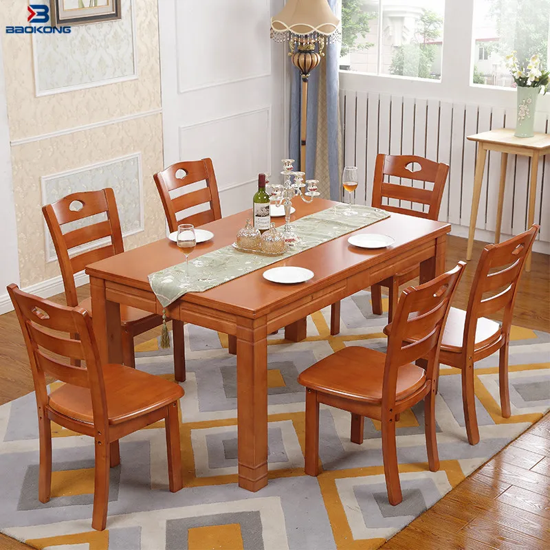 Western Restaurant Solid Wood Dining Table And Chair