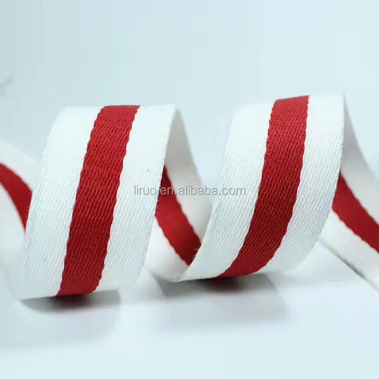 2/2.5/3.2/3.8/5 CM Recycled Striped Cotton Webbing for Bag Strap