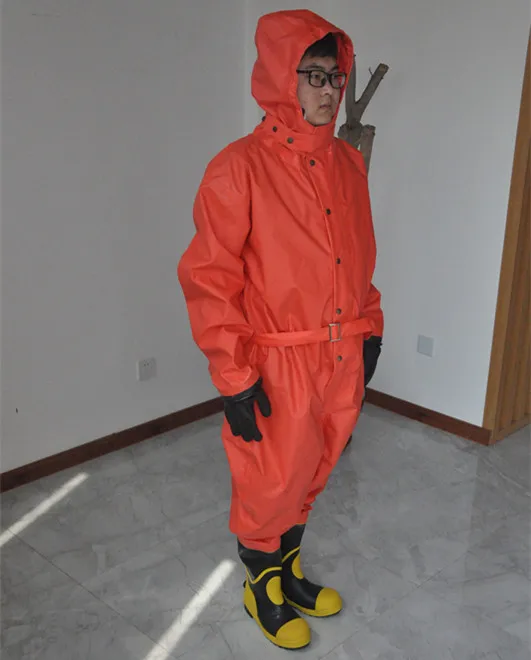 chemical protective suit hazmat clothes half closed PVC supported