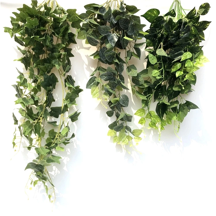Wholesale Plastic Artificial Green Leaves Spring Grass Wall Hangings Plants for Decoration