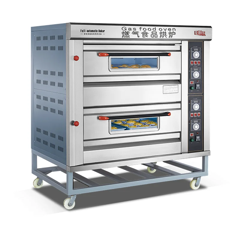 Газовая духовка для хлеба из нержавеющей стали, 2 уровня, 4 лотка