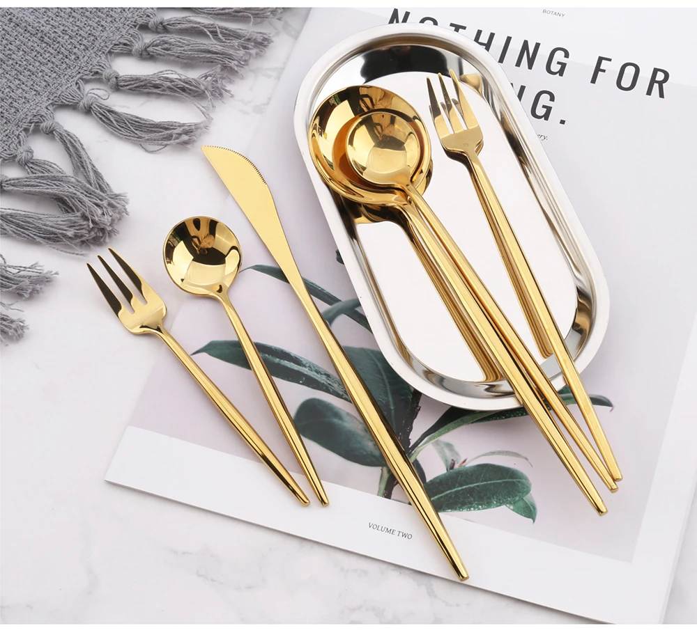 
Bulk gold flatware 304 Stainless Steel Western Tableware wedding dinnerware 