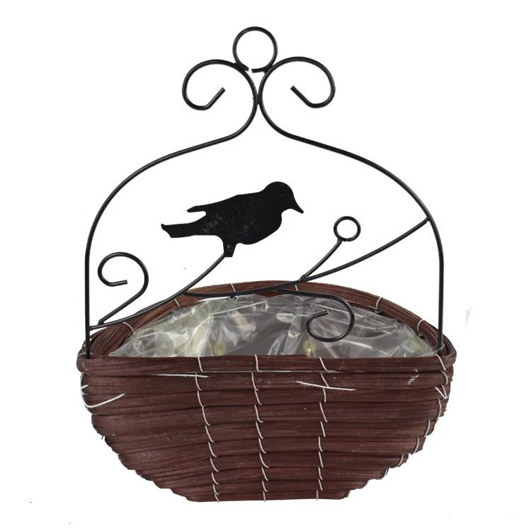Новый дизайн ивовая декоративная комнатная подвесная корзина для цветов с ручкой