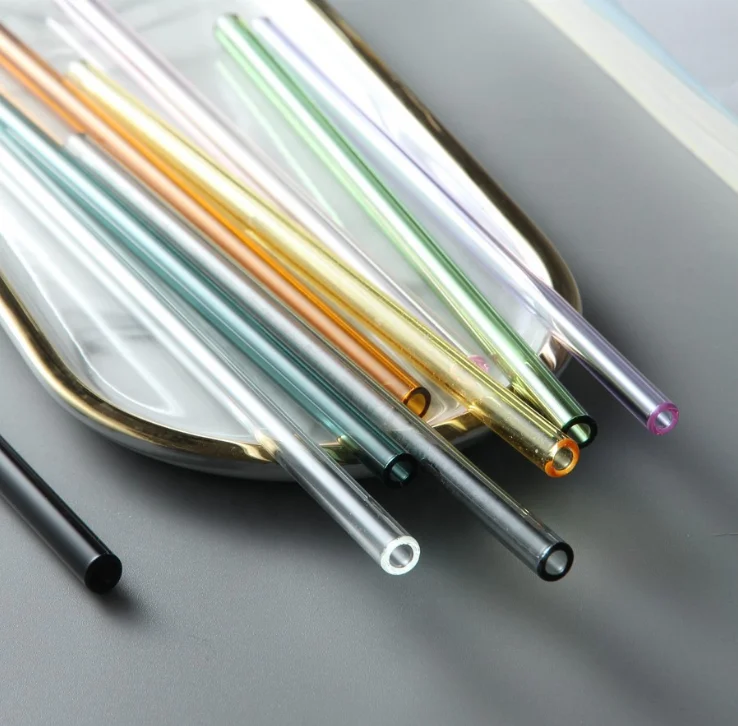 Straight and Bent Food Grade Reusable Drinking Borosilicate Glass Straw