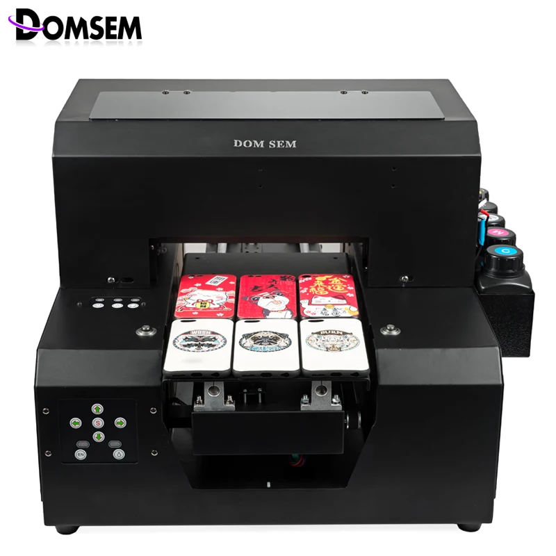 DOMSEM HOT Selling 6 color A4 size UV Printer phone case Printers UV LED Flatbed Automatic Printing Machine with L805 Head