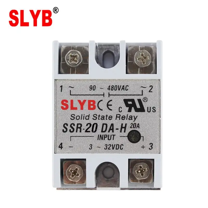 Однофазное твердотельное реле типа Fotek SSR 20DA-H 3-32VDC вход к 90-480VAC выход от завода Zhejiang