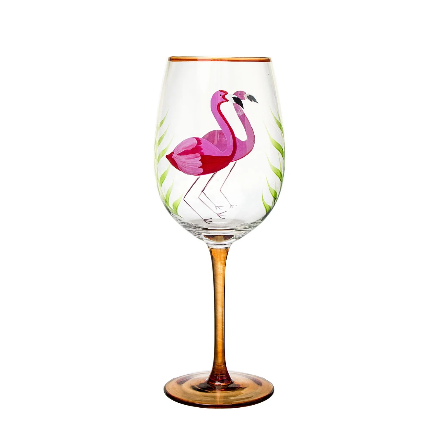 
Funny Novelty Hand Painted Colored Swan Stem Goblet Wine Glass 