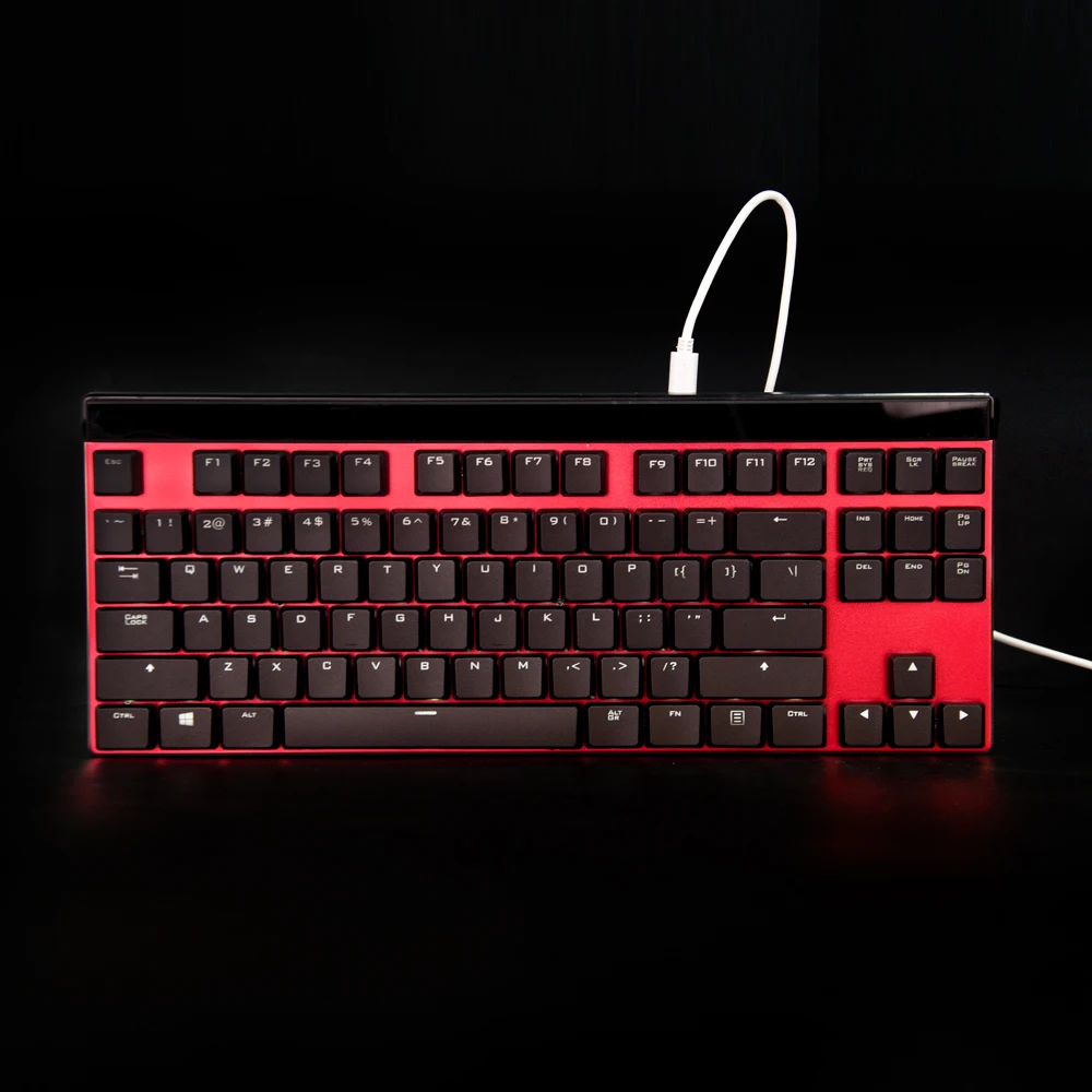 Механическая игровая клавиатура RGB, ультратонкая Низкопрофильная USB-клавиатура с 87 клавишами и бесшумными красными переключателями для геймеров или синих переключателей