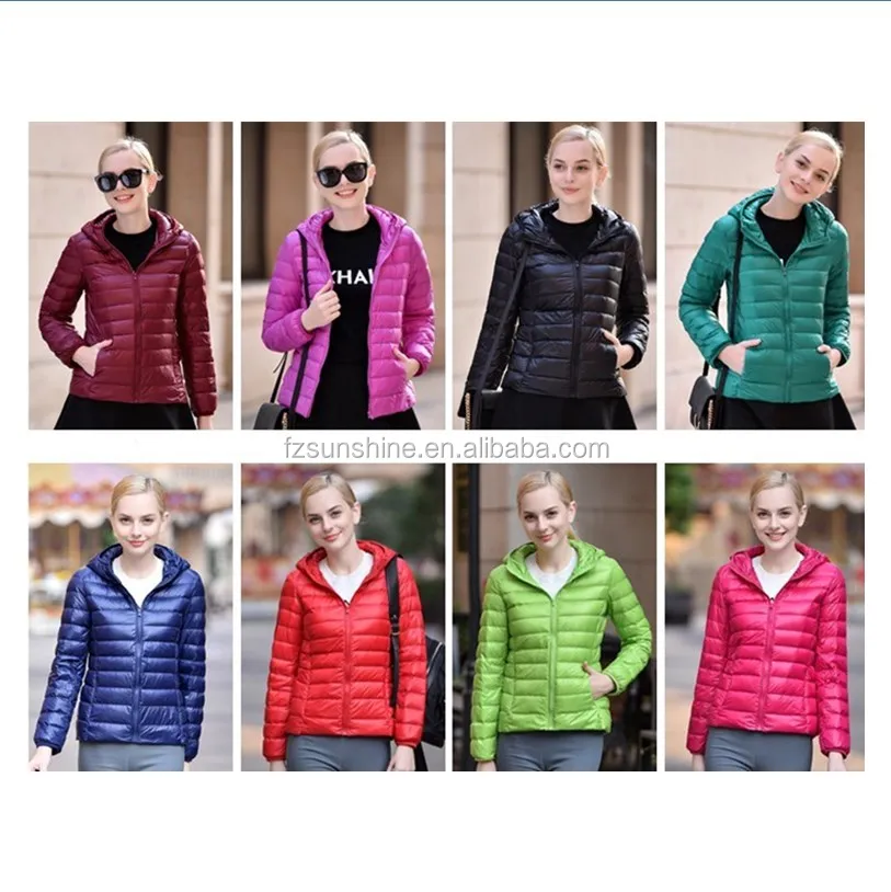 2023 Women Ultra Lightweight Foldable Jacket with portable bag White Duck Down Jacket Hooded
