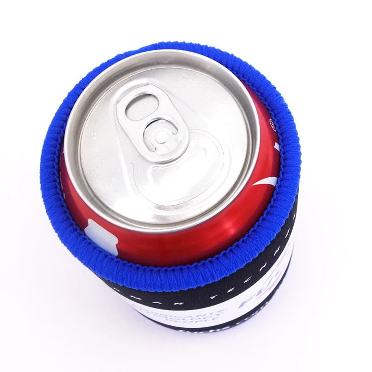 China factory  supply custom top and bottom overlocked ,taped side neoprene stubby holder, 330 ml beer holder