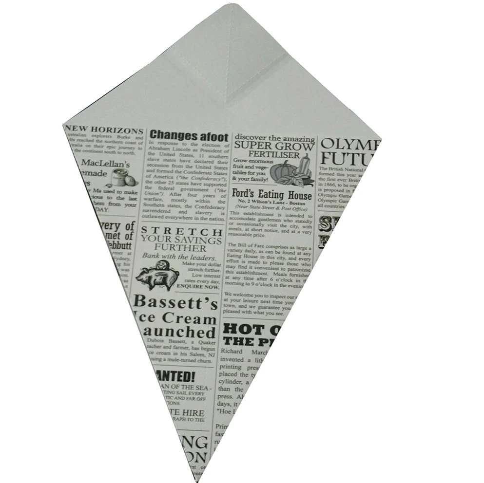 Высококачественный картонный конус из белой бумаги со встроенным контейнером для соуса