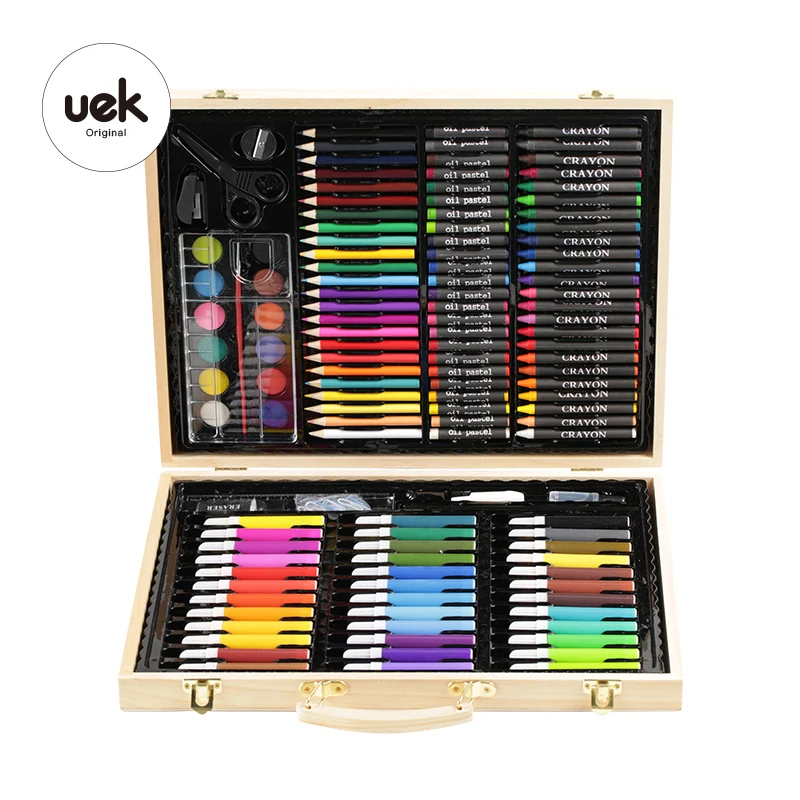 
Uek Kids Stationery Birthday Gifts Colorful Paint Box Printing brush For Children art set 