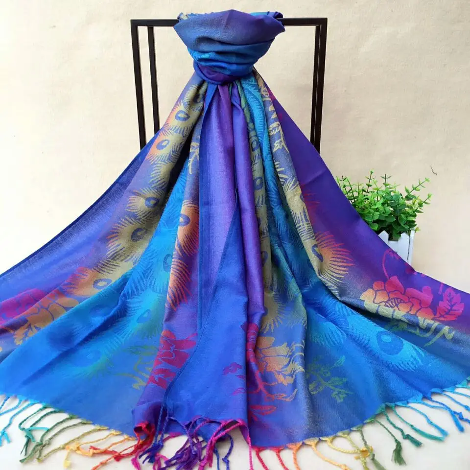 Wholesale Pashminas custom design gorgeous dubai scarf with fringe