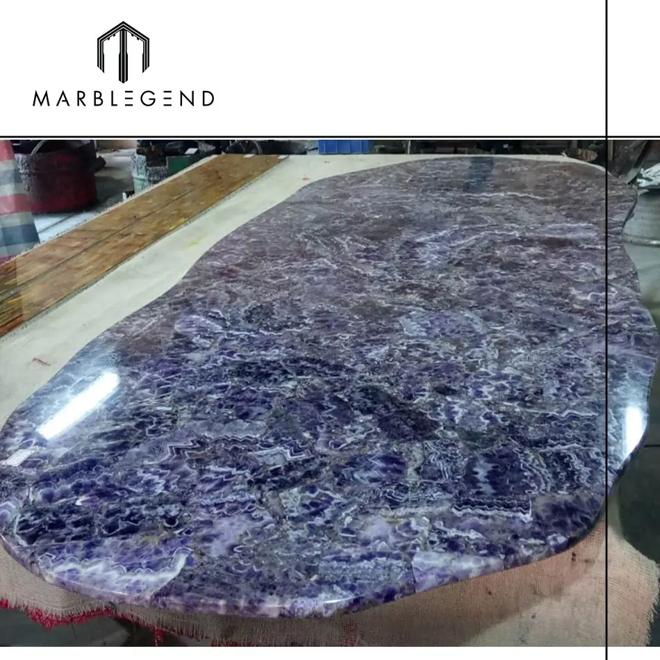 natural backlit purple onyx amethyst slab