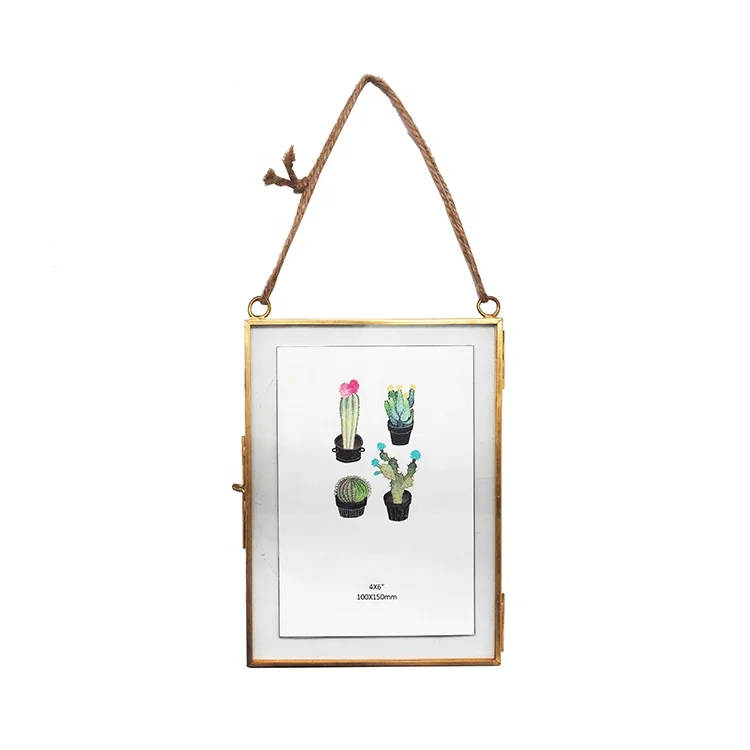 Photo Frames Picture Photo Frame Wall Hang Glass PF-1049 High Quality Fashion Gold Copper Hongxin Die Cutting Printing 2-7 Days