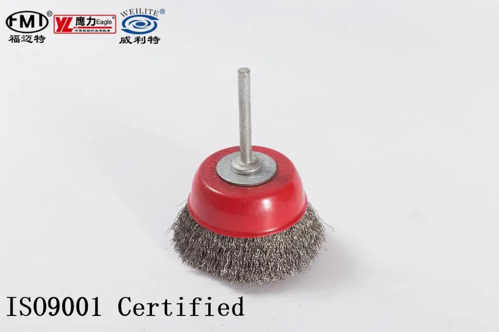 FMT Deburring Polishing Cleaning Industrial ceramic wire Cup brushes with shaft