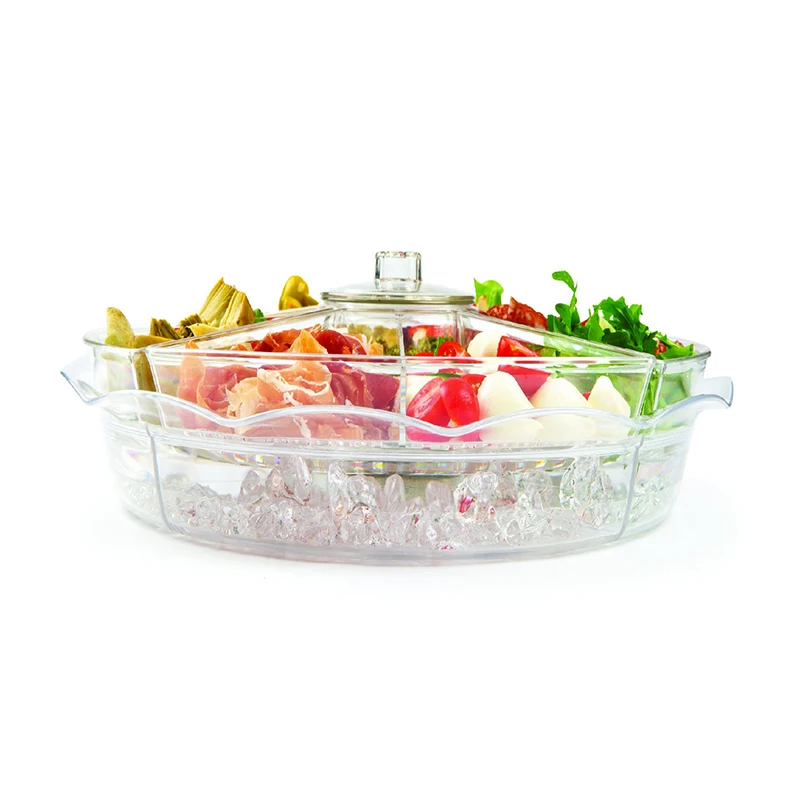 8 Compartments Seafood Fruit Tray Appetizer Serving Platter On Ice