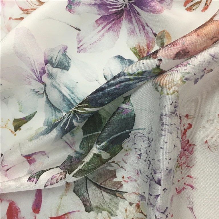 Custom digital print high quality 14mm silk fabric