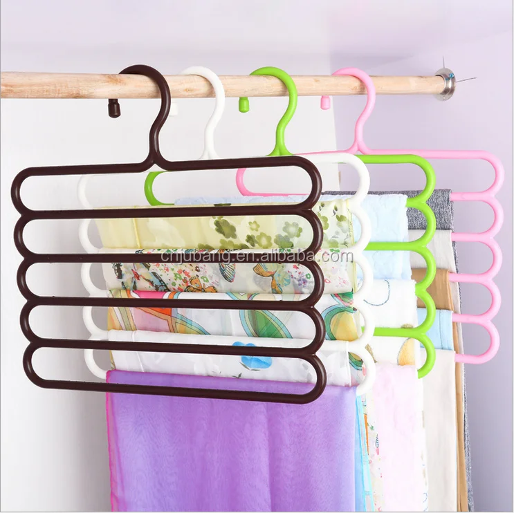 wholesale Plastic Clothes Hangers Household Sturdy Hanging Pants Racks Creative Scarf Frame