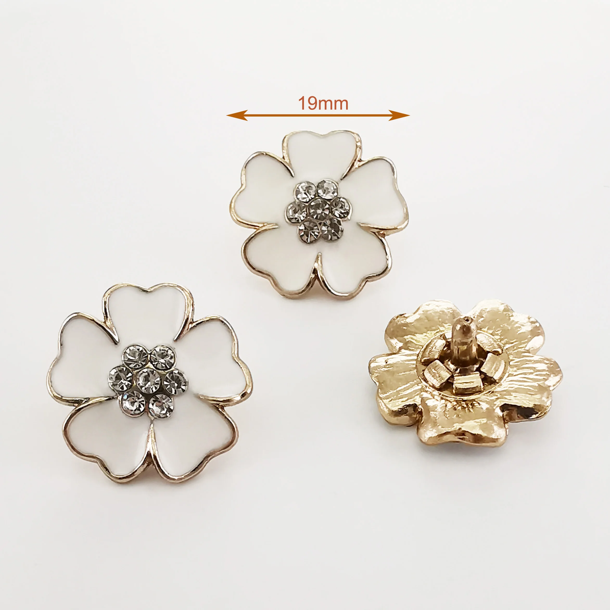 Metal  Oil Filling  Flower  Button Rivet  Decoration with Diamond for Shoes Bag Garments