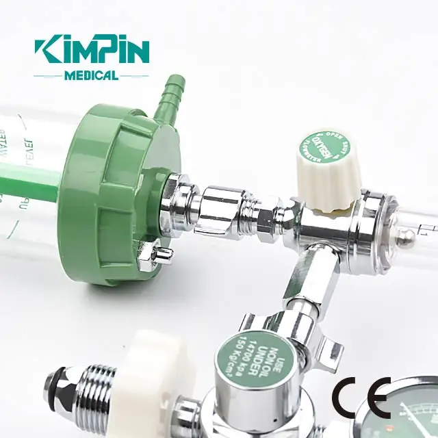 
Hospital Insertion Type bull-nose Medical Oxygen regulator With Humidifier flowmeter 