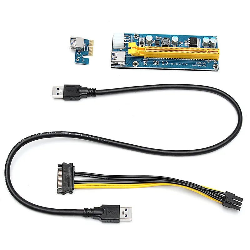 4pcs Stable Version PCI Express Extender Riser Card PCI-E 1X To 16X USB 3.0 To Extension Power Cable For ETH GPU Mining Machine
