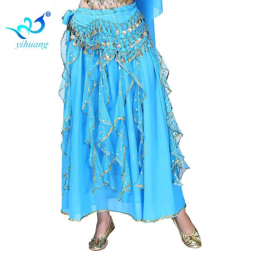 Женская юбка для танца живота, шифоновая юбка с блестками, в арабском стиле, для Хэллоуина, 2019