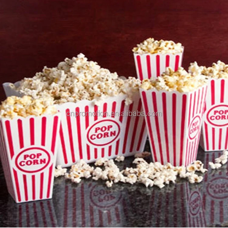 Fashion Red and White Striped Popcorn Tin Bucket Cartoon Pattern Popcorn Bucket