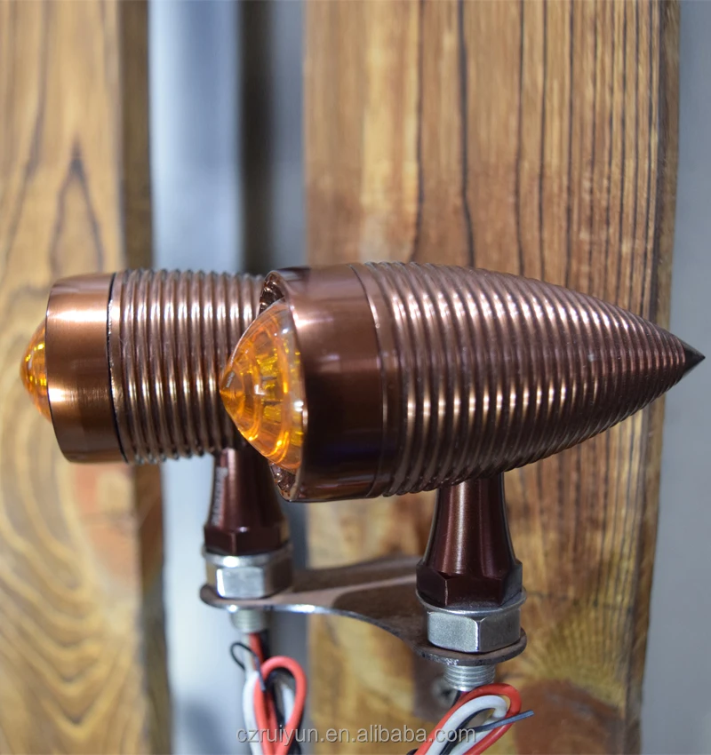 12V Universal Custom Retro Amber Metal Motorcycle LED Turn Signal Light Blinker for harley