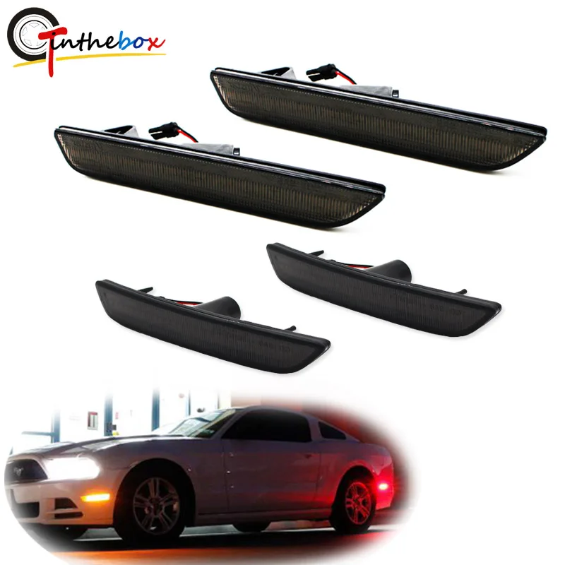Дымчатые линзы передние желтые задние красные светодиодные передние и задние Sidemarkers для 2010-2014 Ford Mustang передний и задний бампер 12 В