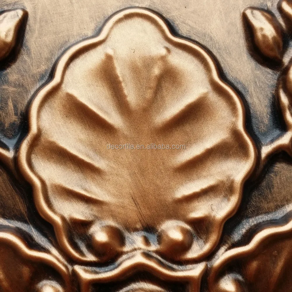 PL19 Faux tin Art Deco style 3D antiques copper ceiling tiles store shopping pub cafe club decorative wall panels